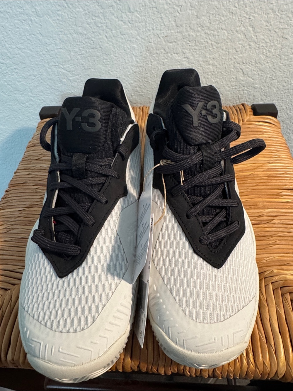 Y-3 Kids White and Black Knit Sneakers